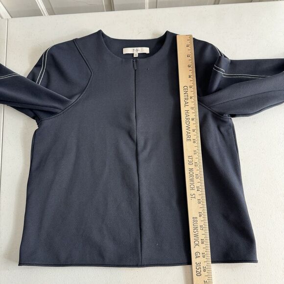 Tibi 1/4 Zip Pullover Knit Top Size 00 Navy Blue Athleisure Contemporary Luxe - Picture 8 of 10